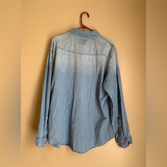 Lands end + blake Shelton snap pearl button button up jean denim shirt size xl - Picture 6 of 8